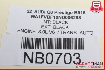 19-23 Audi Q8 3.0L Rear Right Air Suspension Strut Spring 4M0616002