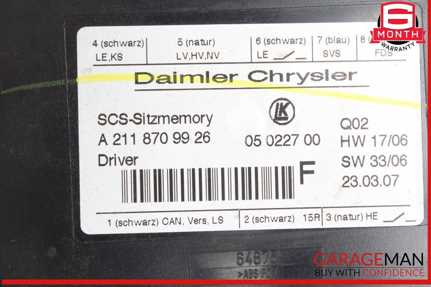 03-12 Mercedes X164 GL450 E350 GL350 SLK350 Left Side Seat Control Module OEM