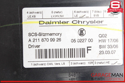 03-12 Mercedes X164 GL450 E350 GL350 SLK350 Left Side Seat Control Module OEM