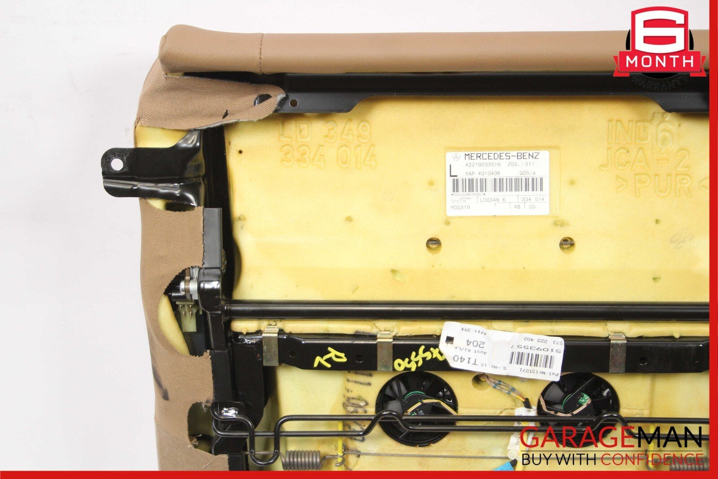 07-09 Mercedes W221 S550 Rear Left Side Top Upper Seat Cushion Cover Brown