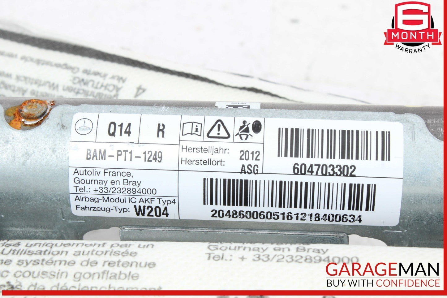 08-14 Mercedes W204 C250 C300 Right Side Roof Curtain Airbag Air Bag OEM
