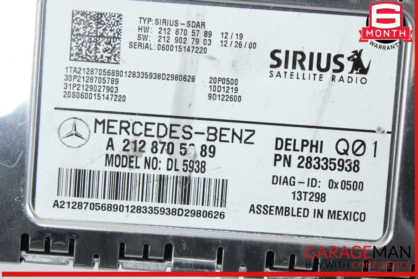 10-17 Mercedes W212 E250 CLS550 Sirius Satellite Radio Receiver 2128706489 OEM