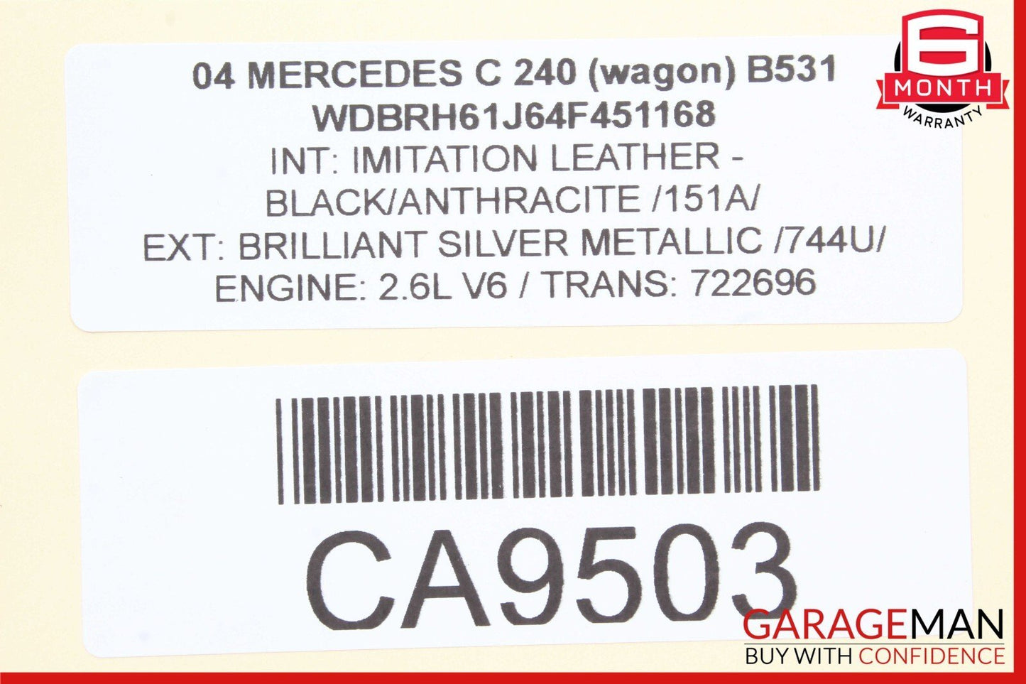 01-07 Mercedes W203 C240 C230 C320 Rear Left Door Control Module 2038202185 OEM
