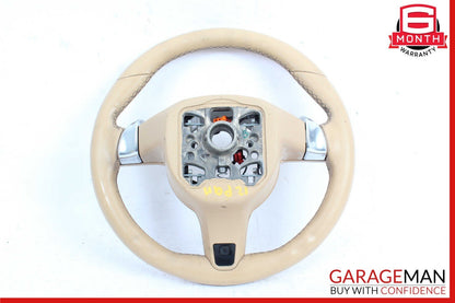 11-14 Porsche Panamera 970 Multifunction Steering Wheel Assembly Beige OEM