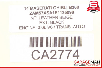 14-17 Maserati Ghibli Rear Center Seatbelt Seat Belt Retractor Assembly Black
