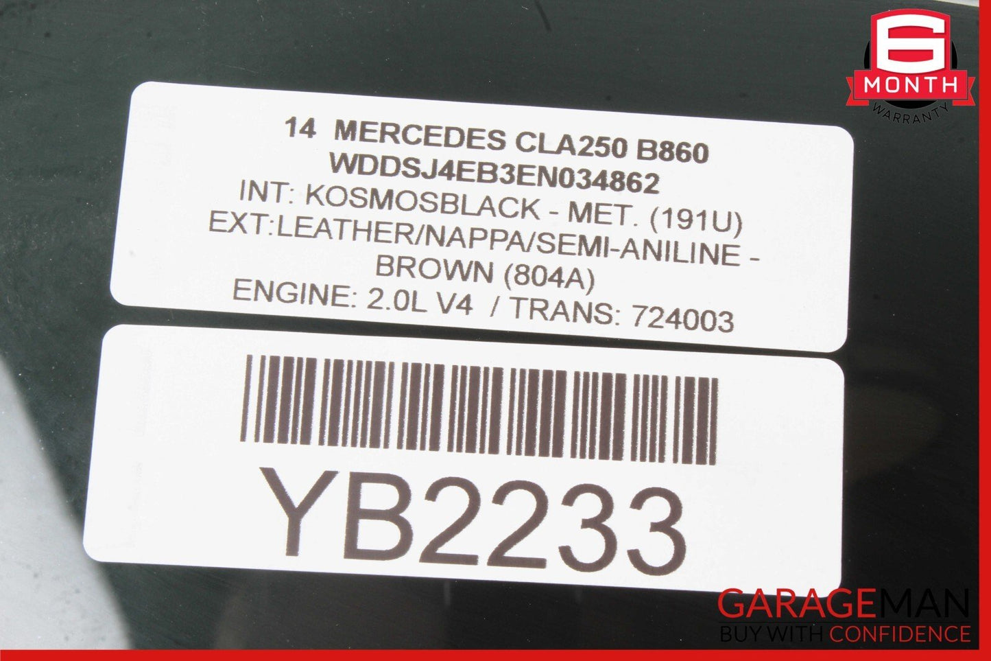 14-18 Mercedes W117 CLA250 Rear Left Driver Side Door Window Auto Glass Panel