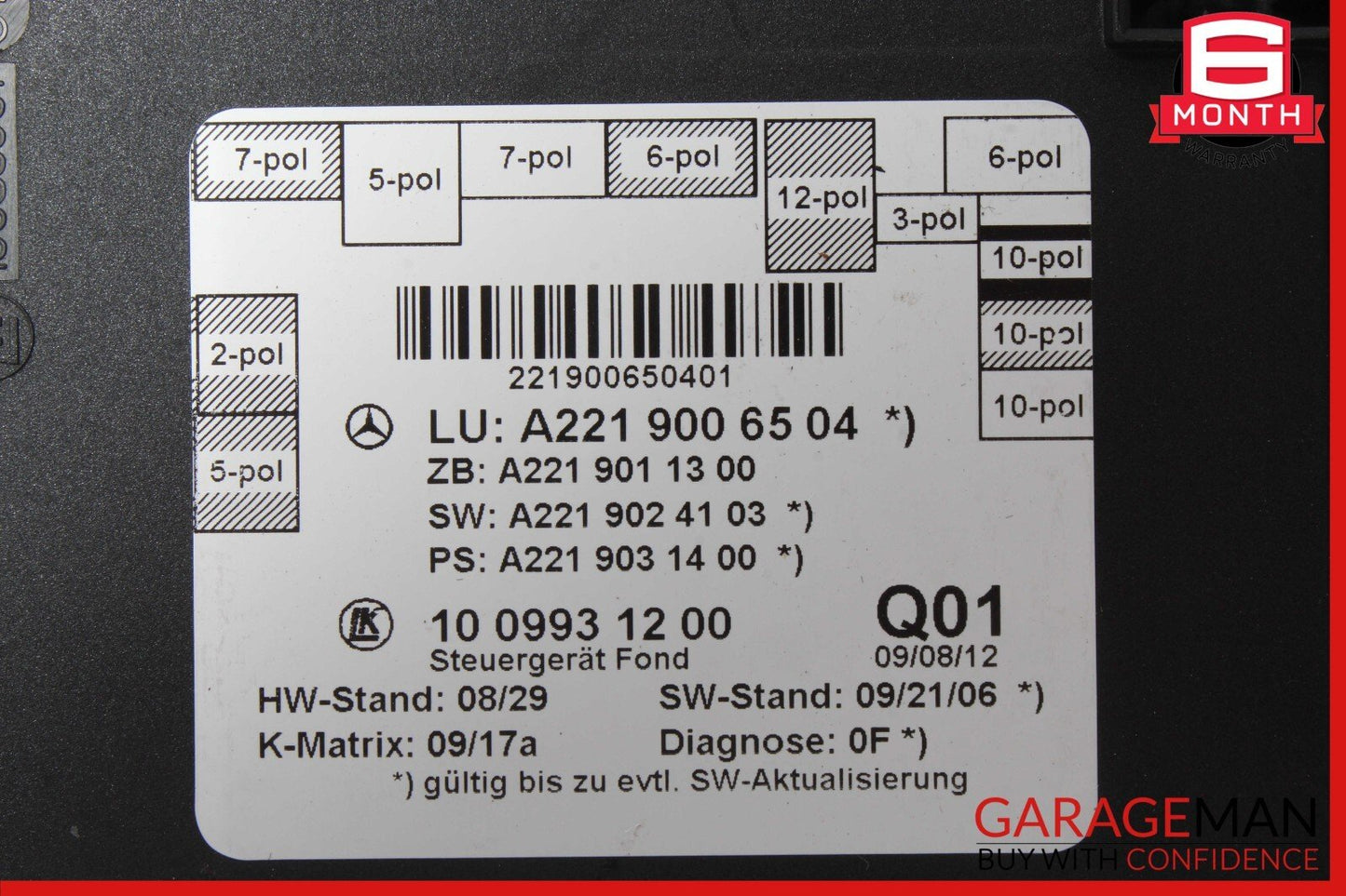 07-13 Mercedes W221 S550 S400 Rear Right / Left Side Door Controller Module Unit