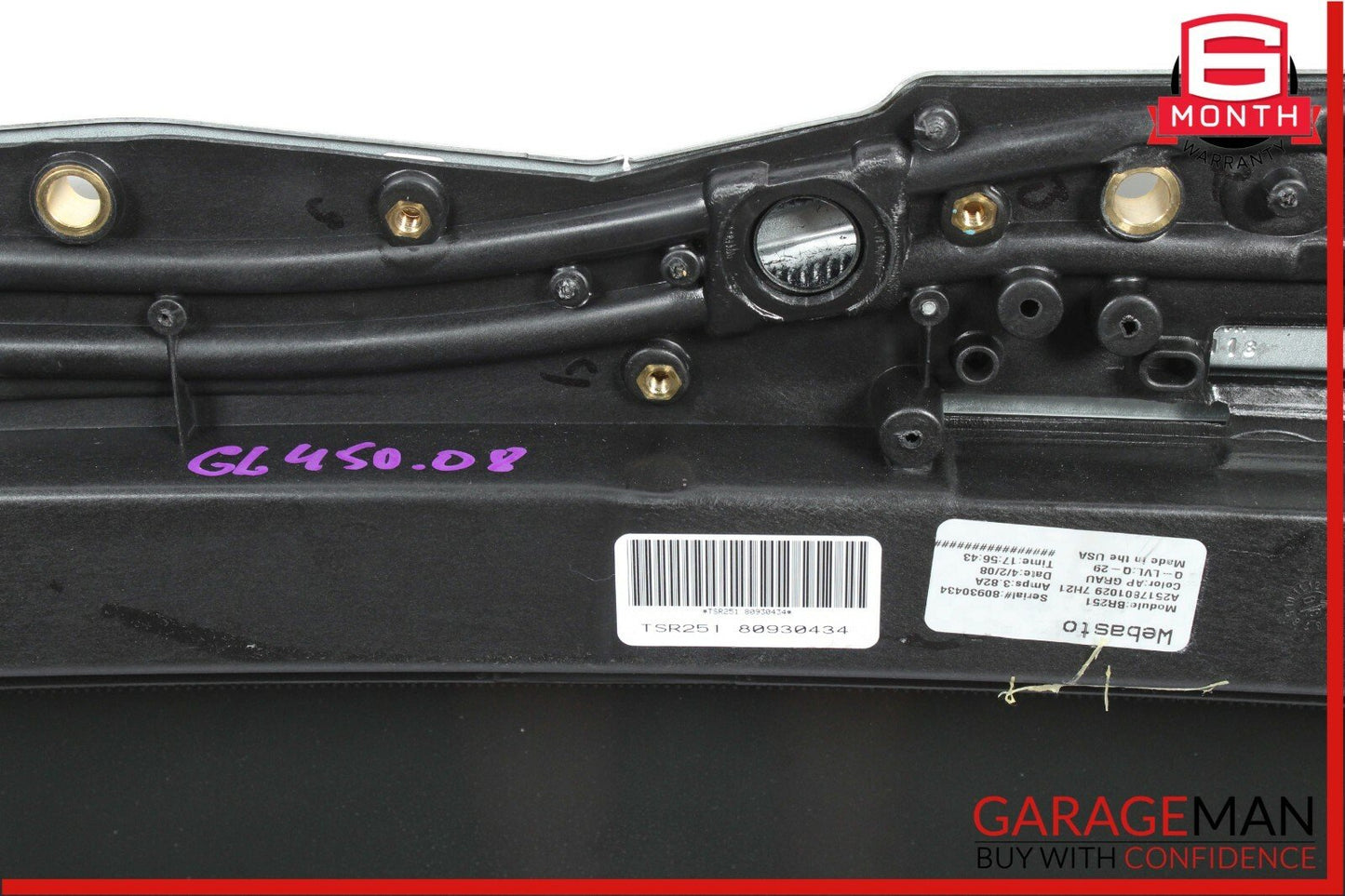 06-12 Mercedes GL450 R350 Top Upper Sunroof Sun Roof Frame Rail Glass Assembly