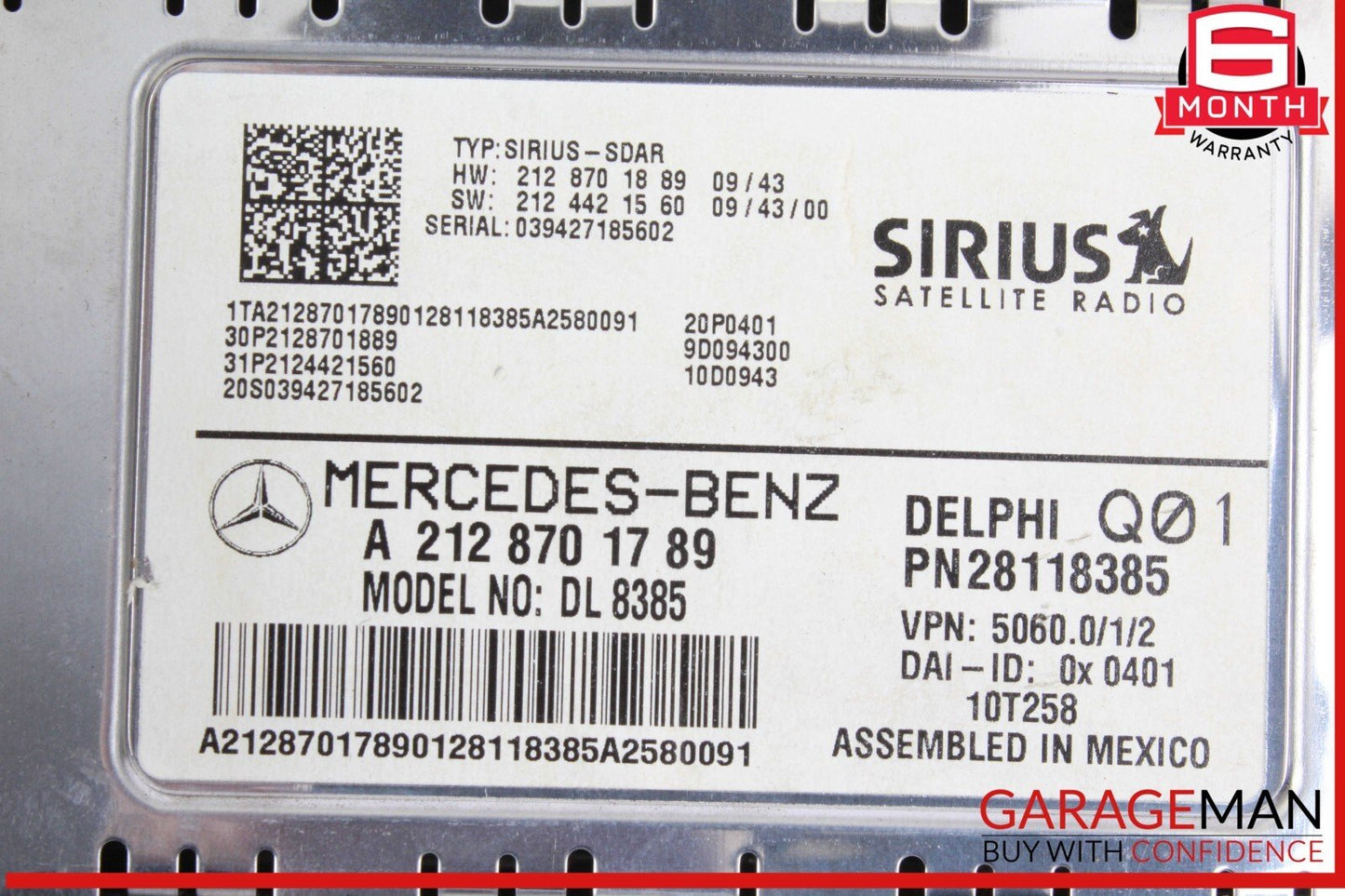 08-14 Mercedes W212 E350 Wagon C350 Sirius Satellite Radio Receiver Module OEM