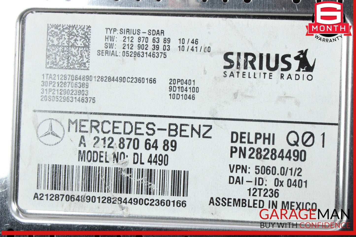 Mercedes W212 E350 E400 SLK250 Sirius Satellite Radio Receiver 2128706489 OEM
