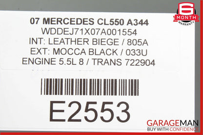 07-14  Mercedes-Benz CL550 W216 AMG Front Left Driver Seat Control Module 2168207926 Genuine