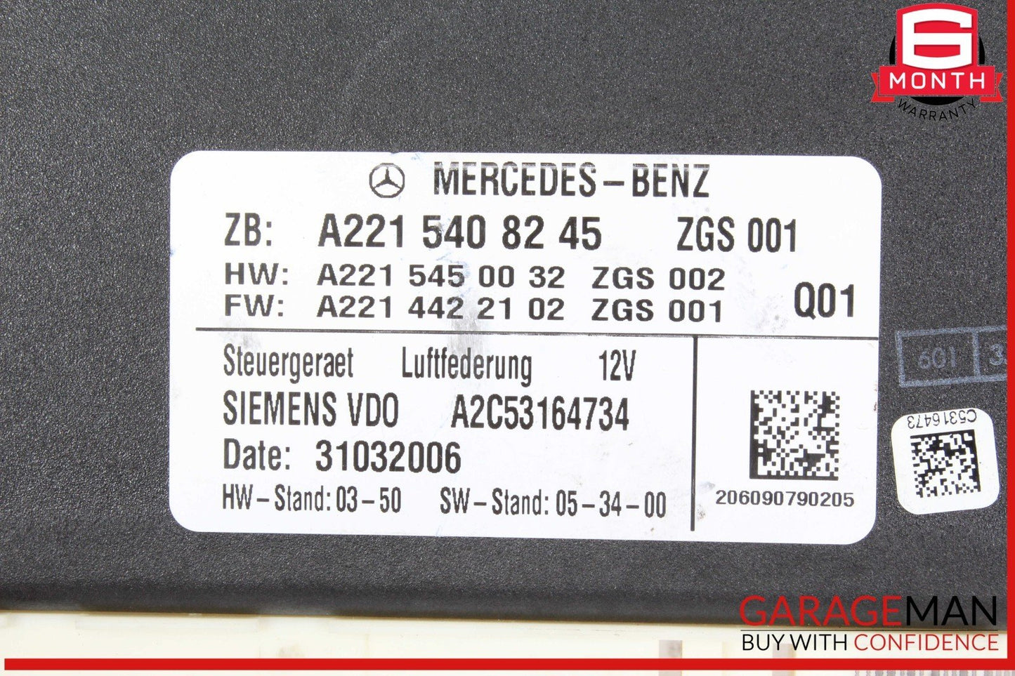 07-14 Mercedes W221 S550 CL550 Air Airmatic Suspension Control Module Unit OEM
