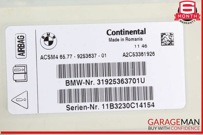 11-17 BMW X3 Crash SRS Control Module Unit 9253637 OEM