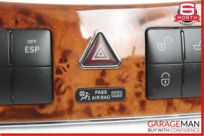 05-09 Mercedes W209 CLK350 Dash Heated Seat ESP Hazard Switch Control Wood OEM