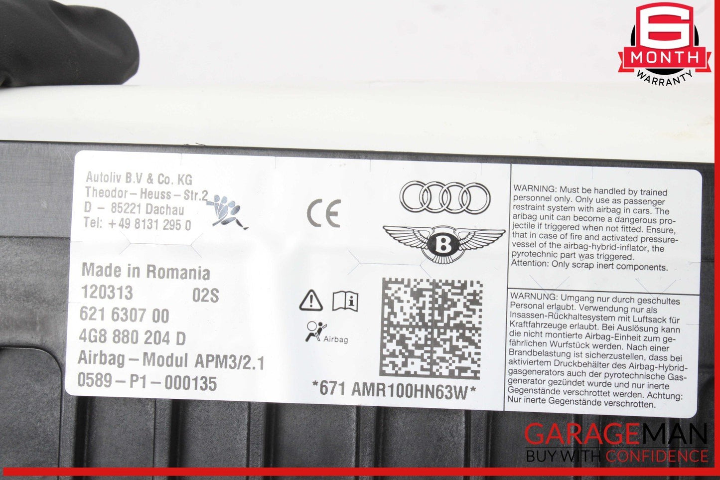 12-18 Audi A6 Front Right Passenger Side Dash Dashboard Knee Air Bag Airbag OEM