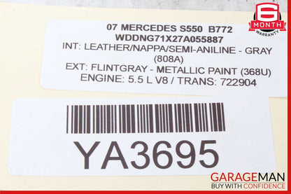 07-13 Mercedes W221 S550 S63 AMG S400 Door Harness Rear Left or Right Side OEM