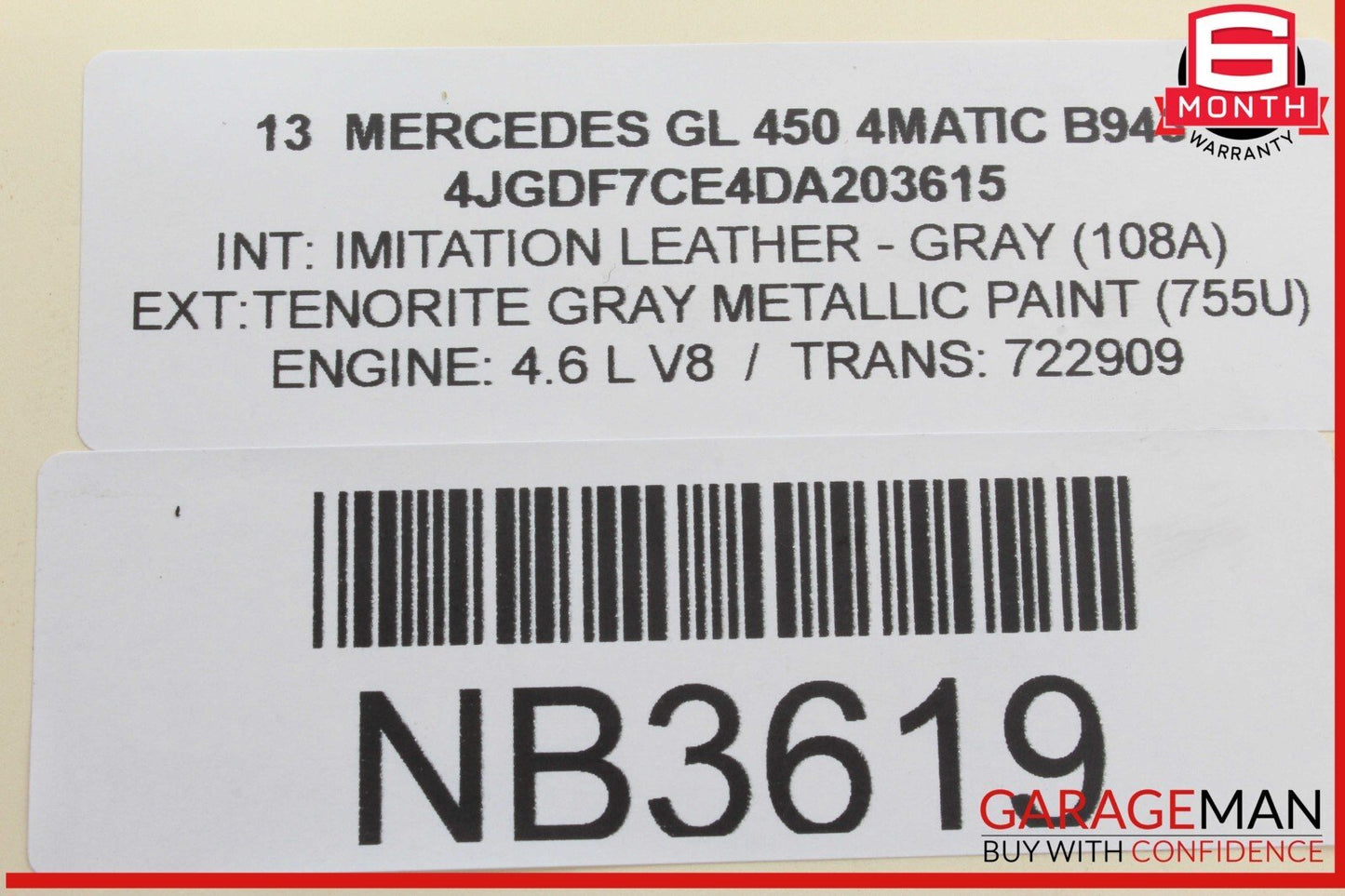 12-19 Mercedes X166 GL450 4MATIC Window Regulator Motor Rear Right Side OEM