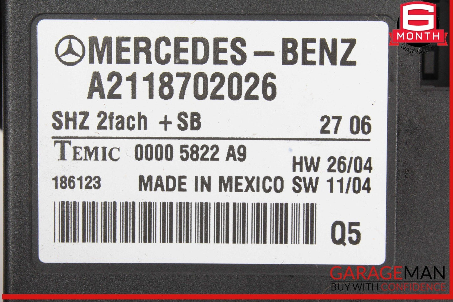 06-13 Mercedes W219 CLS63 AMG GL550 Heated Seat Control Module Unit 2118702026