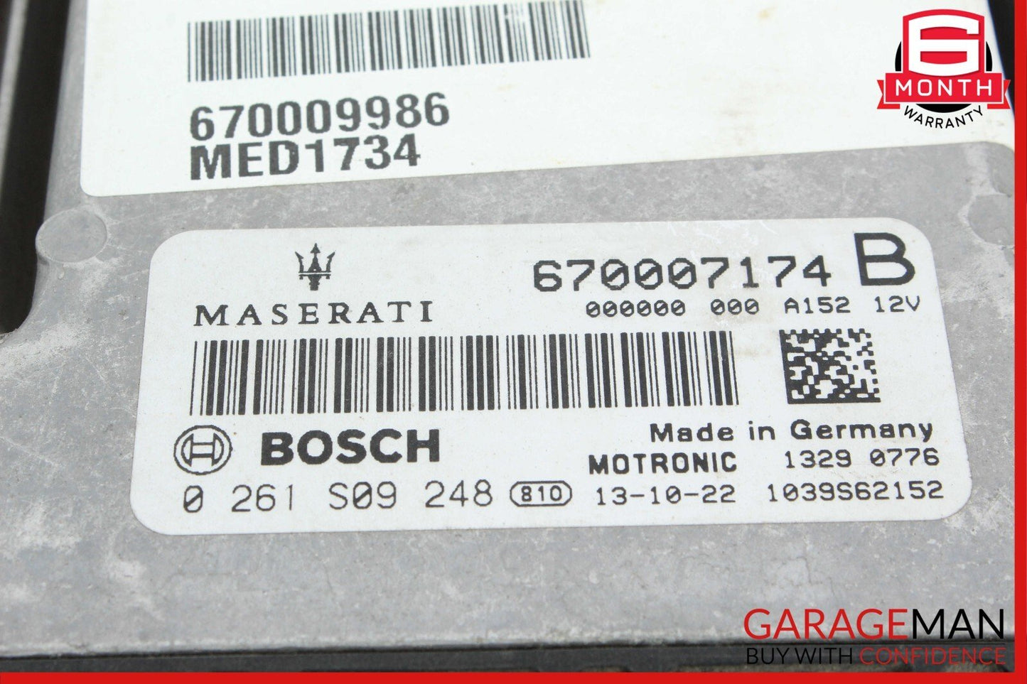 14-17 Maserati Ghibli ECU ECM Engine Computer Control Module Unit 670007174 OEM