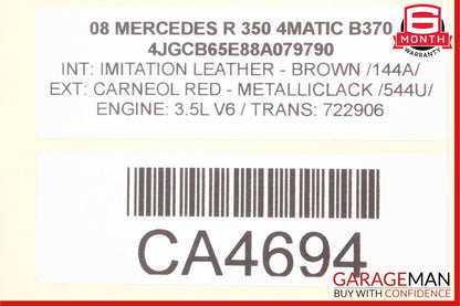 07-12 Mercedes W251 R350 GL320 Rear Left or Right Side Air Bag Spring Shock OEM