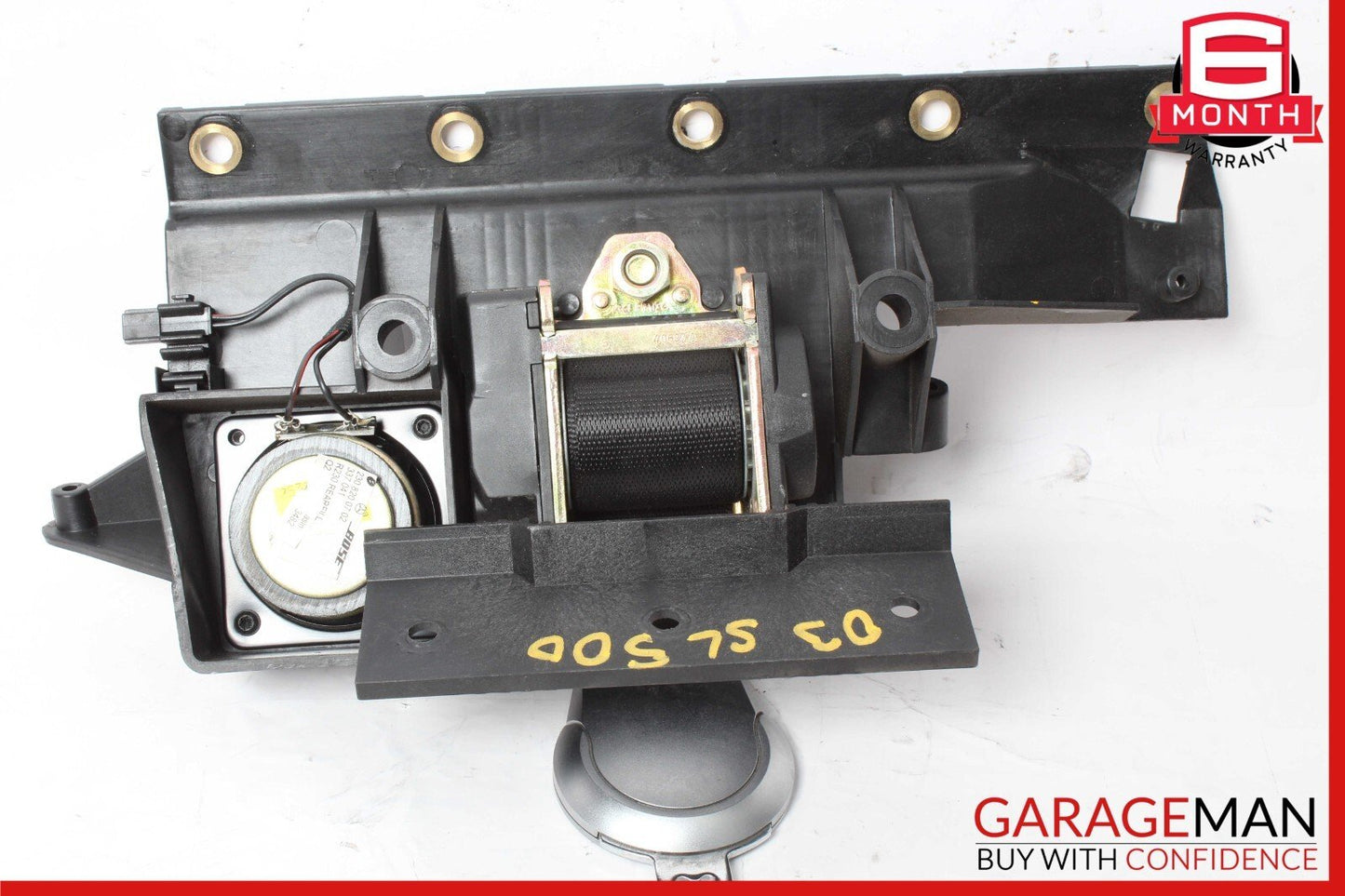 03-08 Mercedes R230 SL500 Rear Left Seat Belt Retractor Luggage w/ Speaker OEM