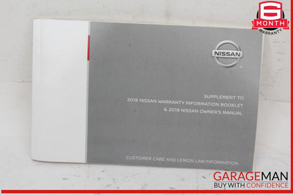 18 Nissan Leaf Owner Owner's Operator Manual Maintenance Guide Booklet w/ Case