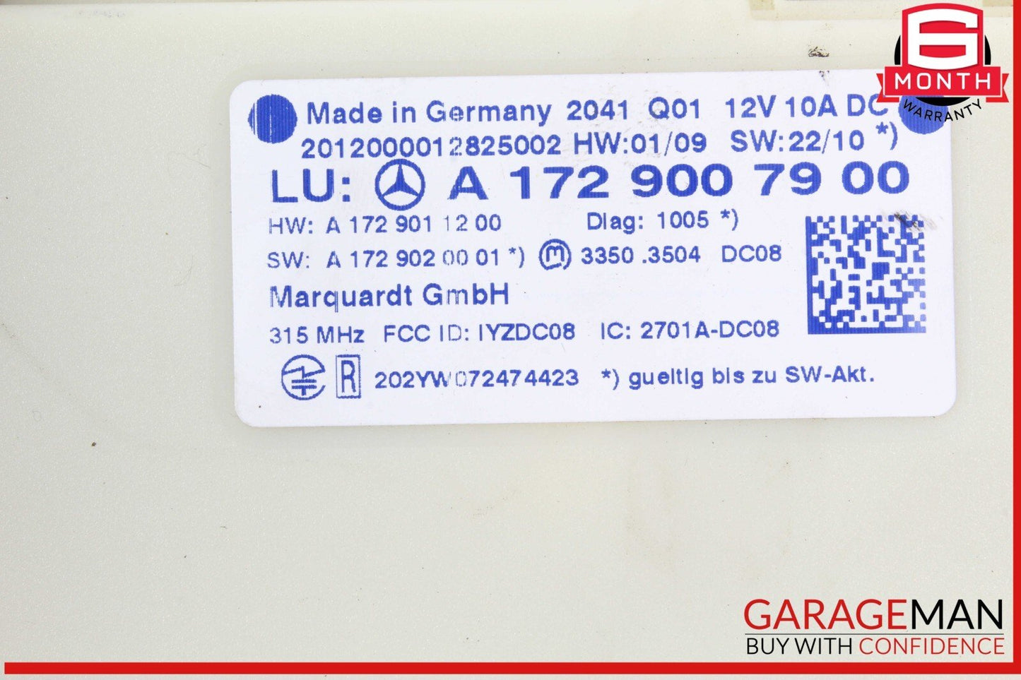 10-15 Mercedes W218 CLS550 C300 Keyless Go Entry Control Module 1729007900 OEM