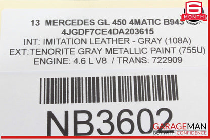 12-19 Mercedes X166 GL450 4MATIC Window Regulator Motor Rear Left Side OEM