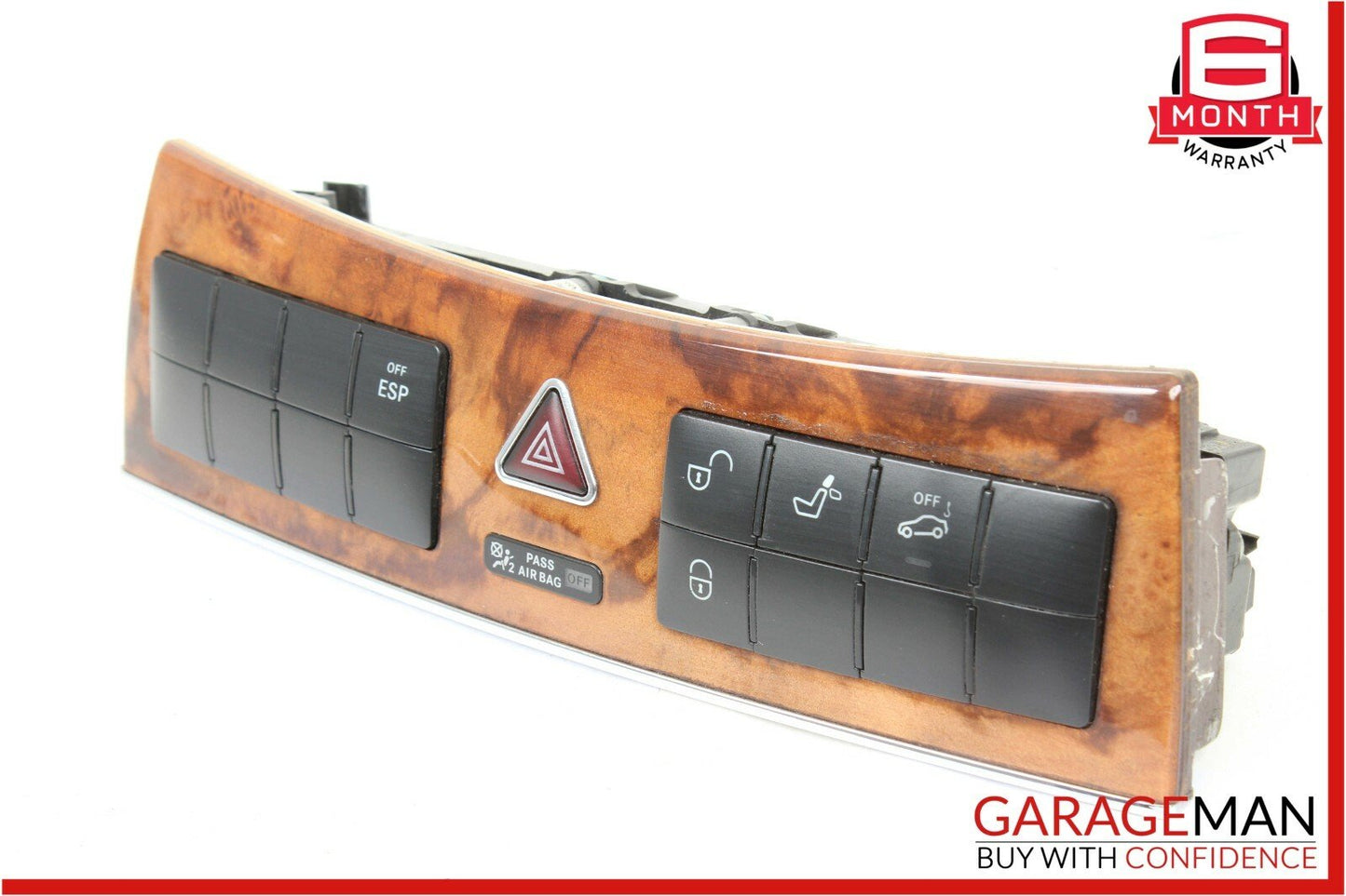 05-09 Mercedes W209 CLK500 Dash Heated Seat ESP Hazard Light Switch Control Wood
