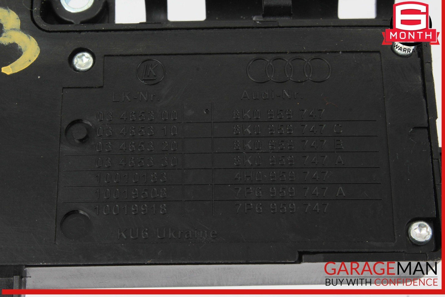 15-18 Audi Q3 Front Left Driver Side Seat Adjustment Switch 8K0959747 OEM
