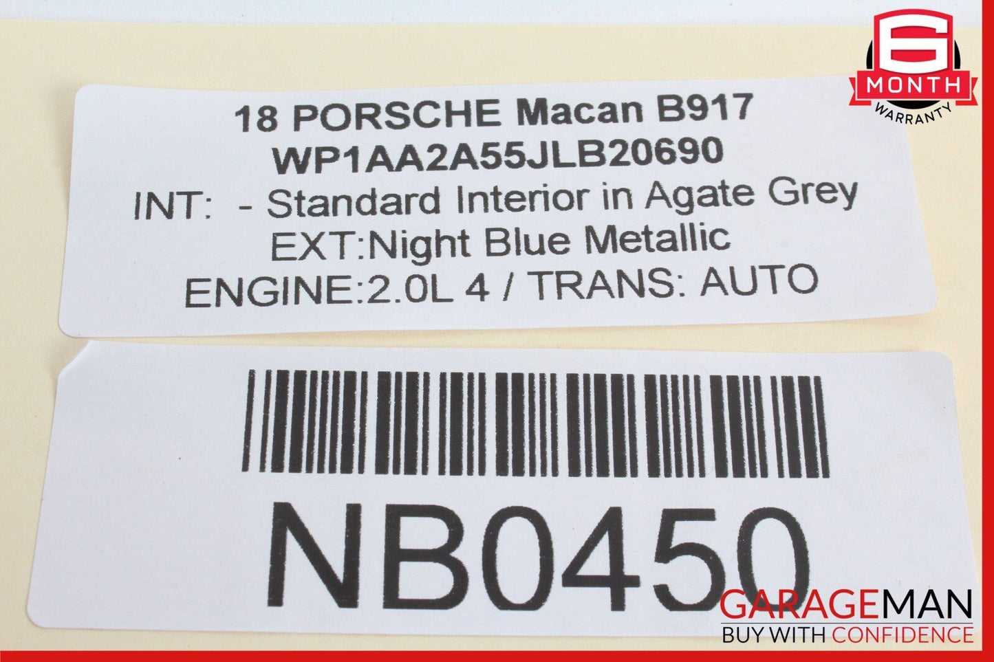 15-18 Porsche Macan S 95B Rear Right Passenger Side Seat Airbag Gray OEM