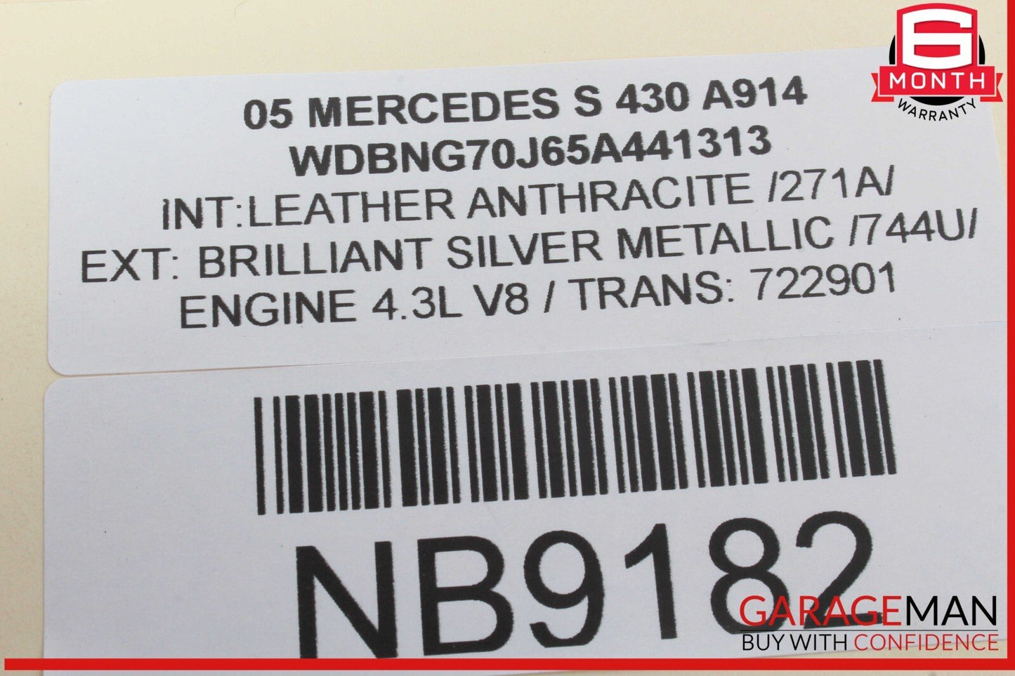 00-06 Mercedes W220 S430 Front Left Driver Side Window Regulator Motor OEM