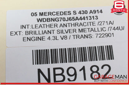 00-06 Mercedes W220 S430 Front Left Driver Side Window Regulator Motor OEM