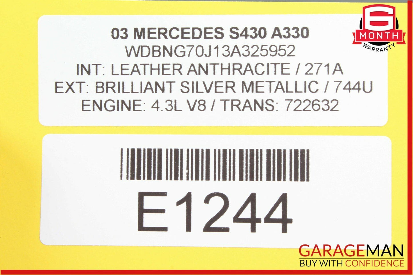 00-06 Mercedes S430 S500 SL500 CL500 Anti Theft Alarm Sensor Control Module OEM