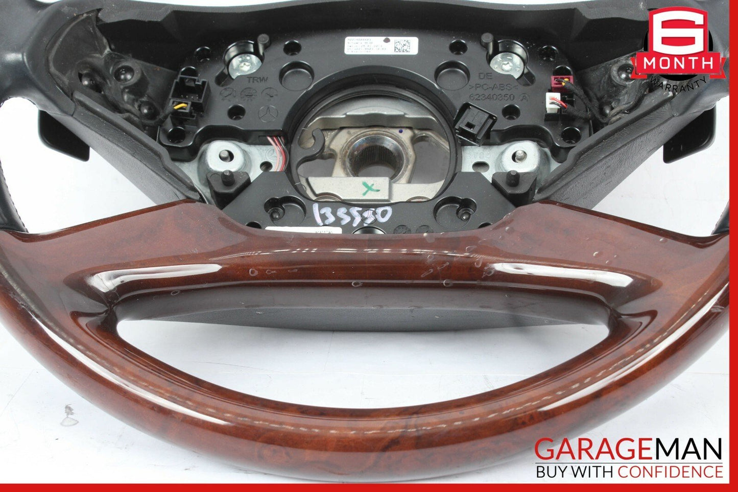 10-14 Mercedes S550 CL550 4 Spoke Steering Wheel w/ Paddle Shifters Wood Black
