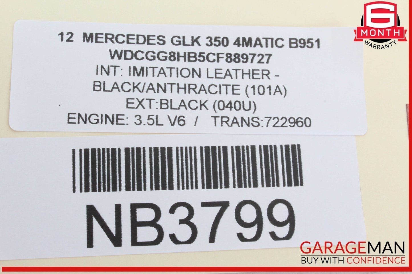 08-16 Mercedes X204 GLK350 4MATIC Rear Right Door Window Regulator Motor OEM
