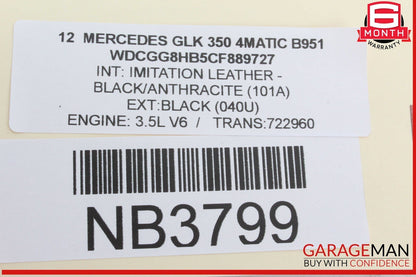 08-16 Mercedes X204 GLK350 4MATIC Rear Right Door Window Regulator Motor OEM