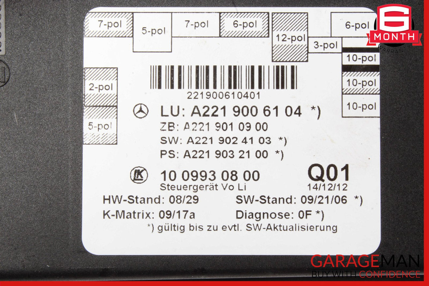 07-13 Mercedes W221 S550 S350 S400 Front Left Door Control Module 2219007301 OEM