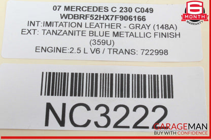 05-07 Mercedes W203 C230 Front Right Side Hood Lift Support Shock Strut Cylinder