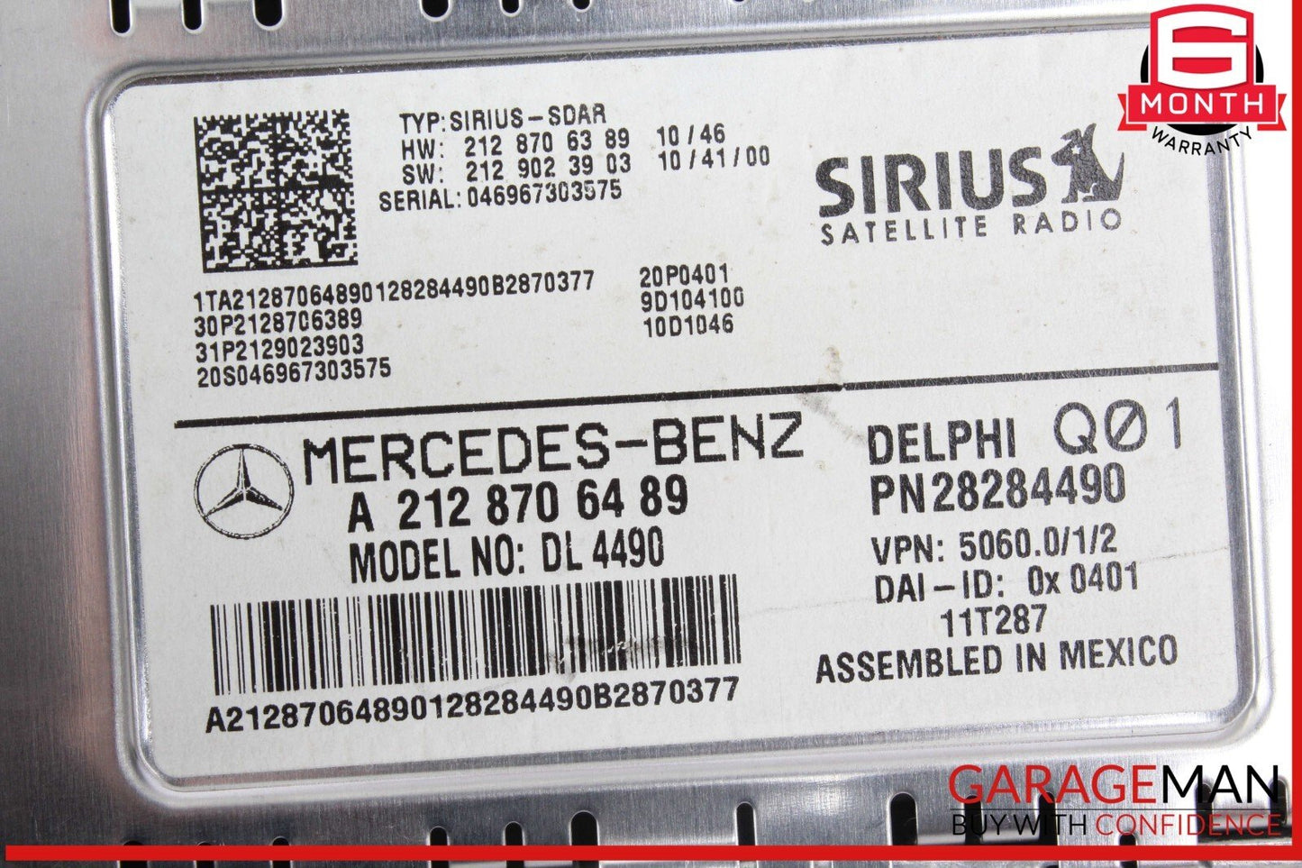 08-12 Mercedes W204 C250 Sirius Satellite Radio Receiver Module 2128706489 OEM