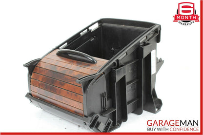 06-11 Mercedes W219 CLS500 Rear Center Console Armrest Cupholder Storage Wood