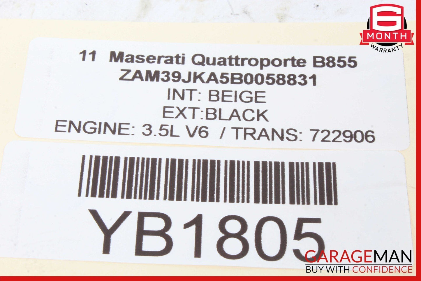 03-13 Maserati Quattroporte S M139 Interior Roof Grab Handle Rear Left Side OEM