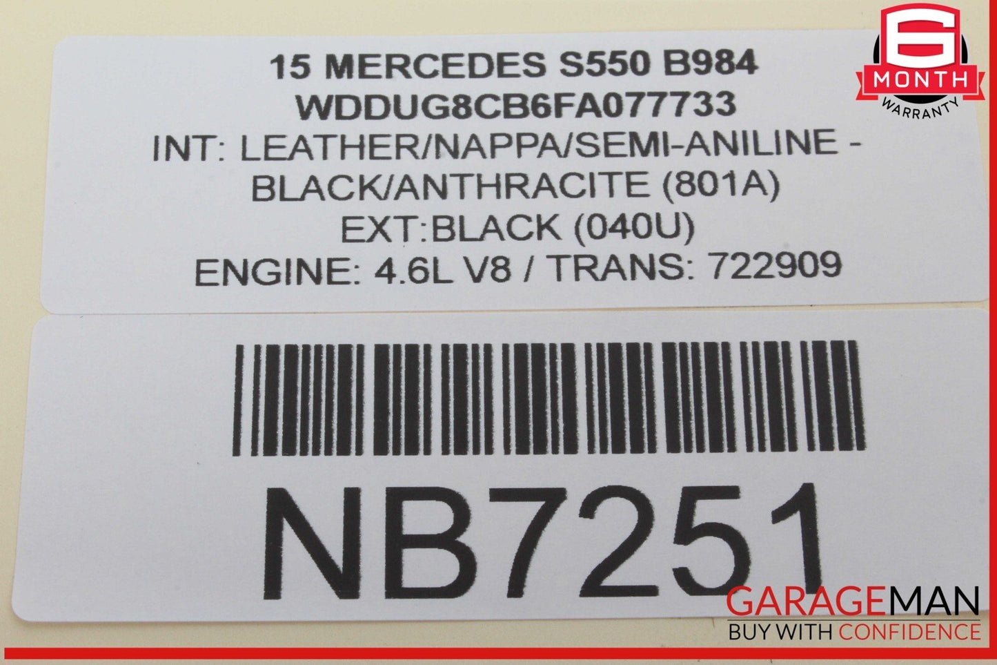 14-17 Mercedes W222 S550 Rear Right Passenger Side Window Regulator Motor OEM