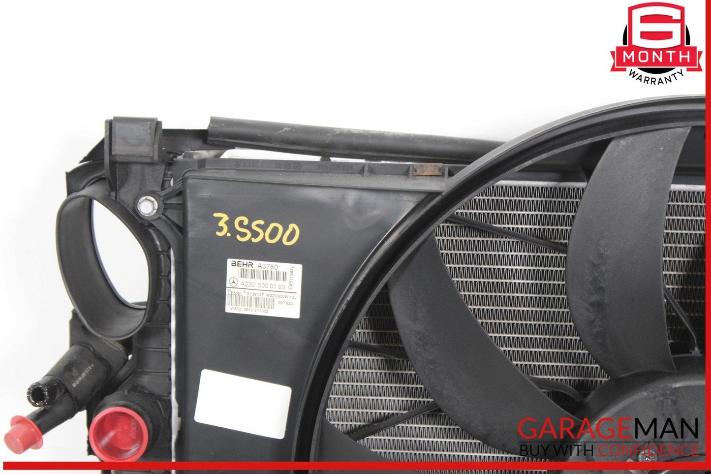 02-06 Mercedes W220 S500 CL500 Engine Motor Cooling Fan Shroud w/ Radiator OEM