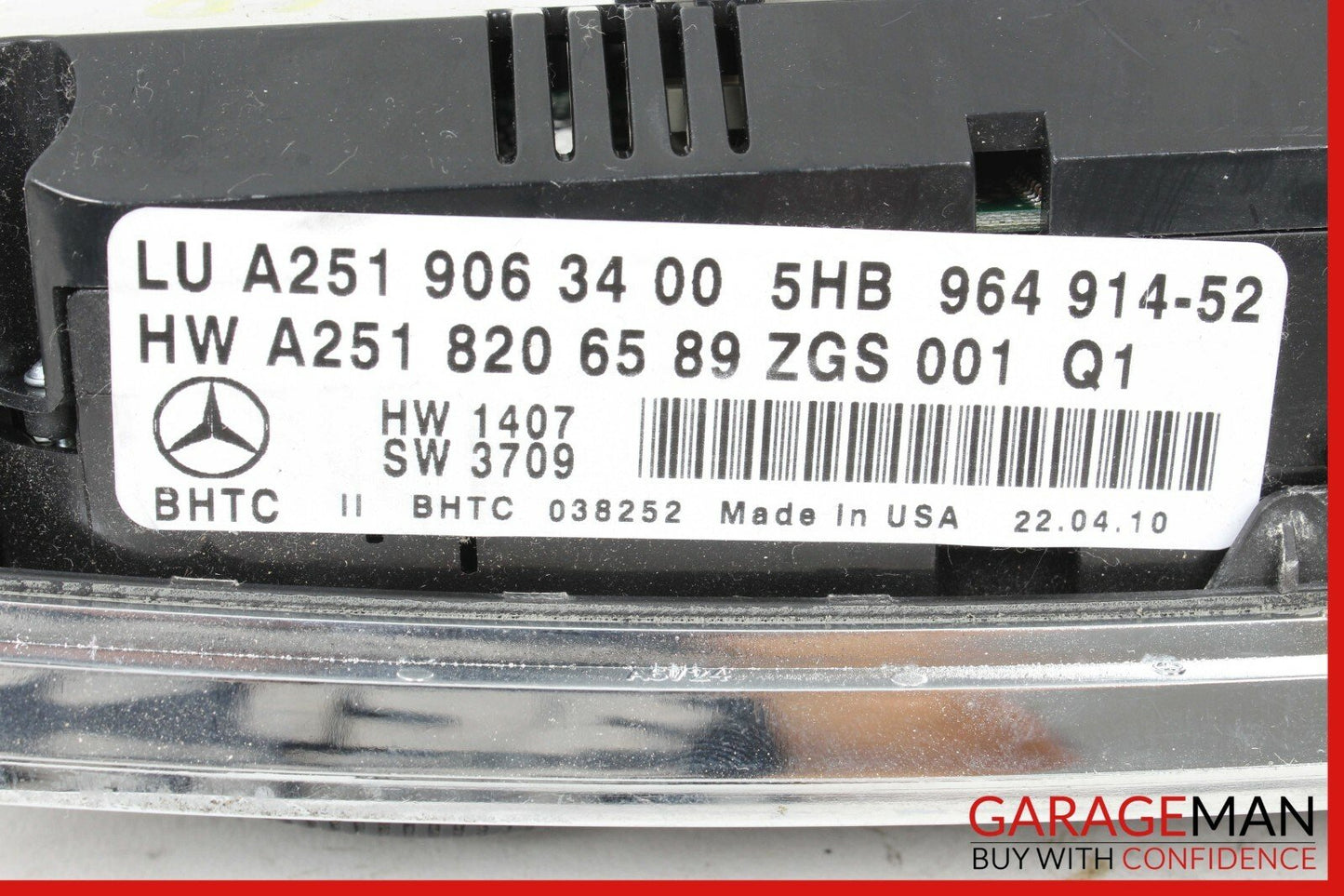 10-13 Mercedes W251 R350 Center Dash AC A/C Heater Temperature Switch Trim Panel