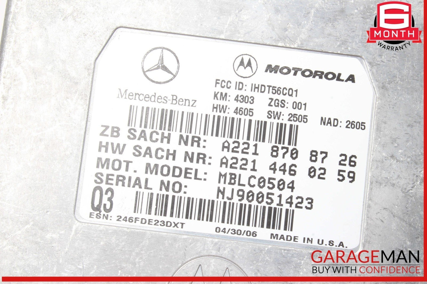 Mercedes X164 GL450 4MATIC Voice Communication Control Module 2218708726 OEM