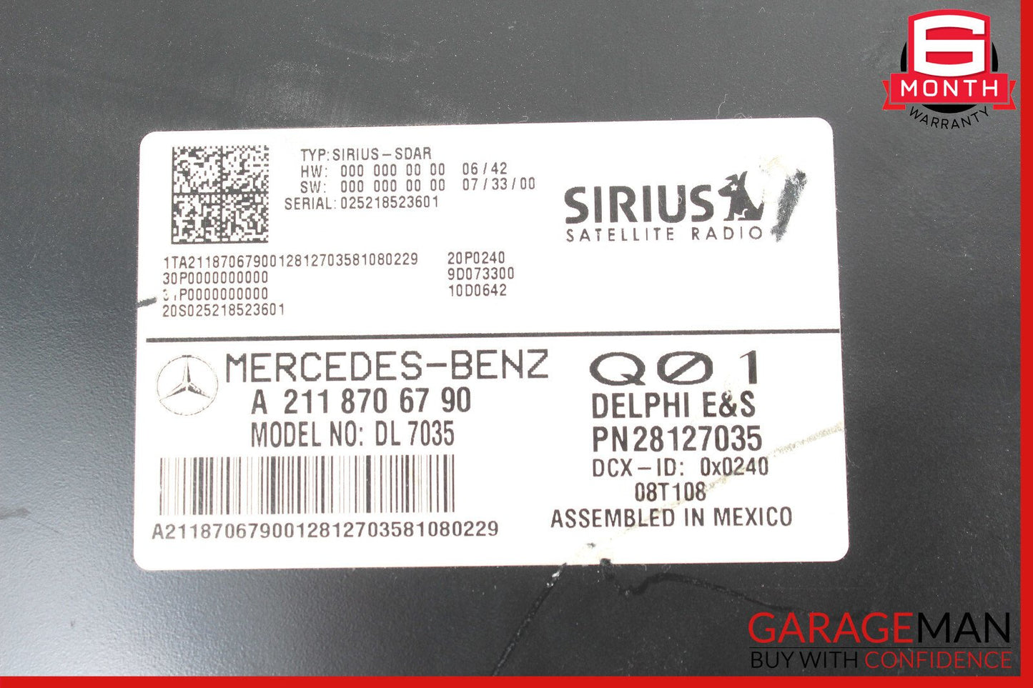 03-08 Mercedes X164 GL450 E350 ML550 Sirius Satellite Radio Receiver Module Unit