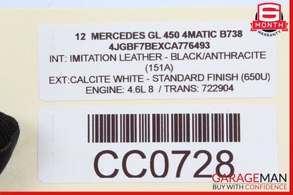 07-12 Mercedes X164 GL450 GL550 Rear 3rd Third Row Seat Power Folding Module