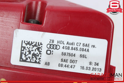 12-15 Audi A7 Rear Right Passenger Side Trunk Lid LED Tail Light 4G8945094A OEM