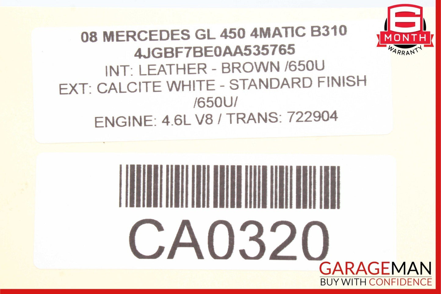 07-12 Mercedes X164 GL450 GL320 Rear Left or Right Side Air Bag Spring Shock OEM